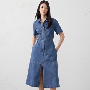 Collared Denim Midi Dress Sz XL